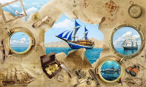 Фотообои коллаж морского путешественника