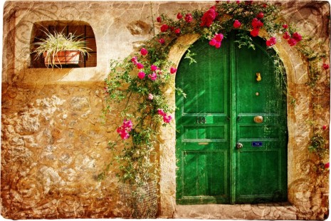 Фотообои зеленая дверь