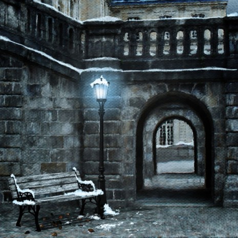 Фотошпалери зимовий провулок